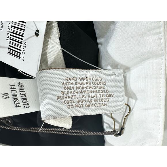 Chicos Jacket 3 or XL Black White Mixed Media Tweed Quilted Sleeves Lightweight - Picture 4 of 7